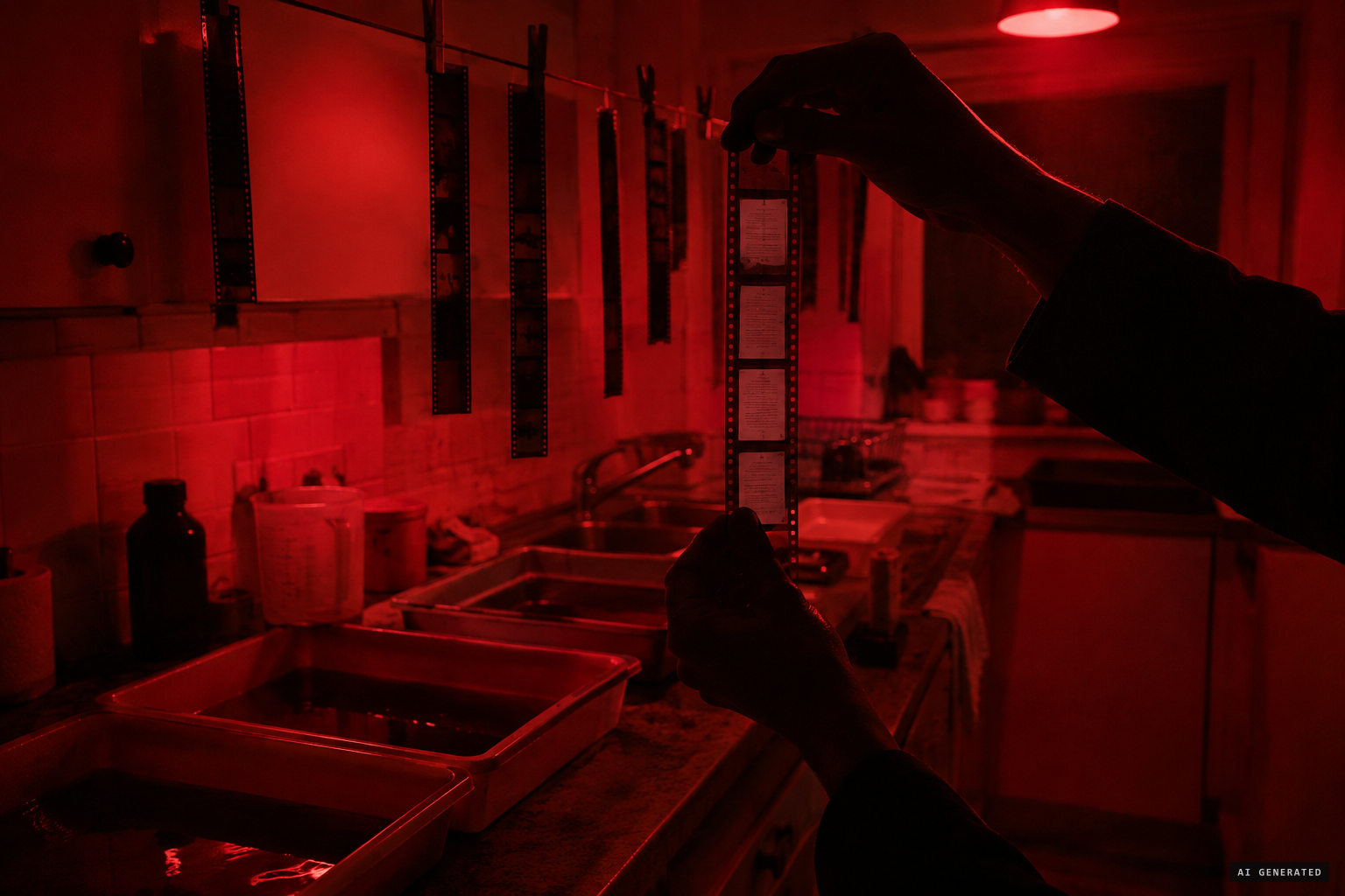 Moore develops the film in his kitchen
