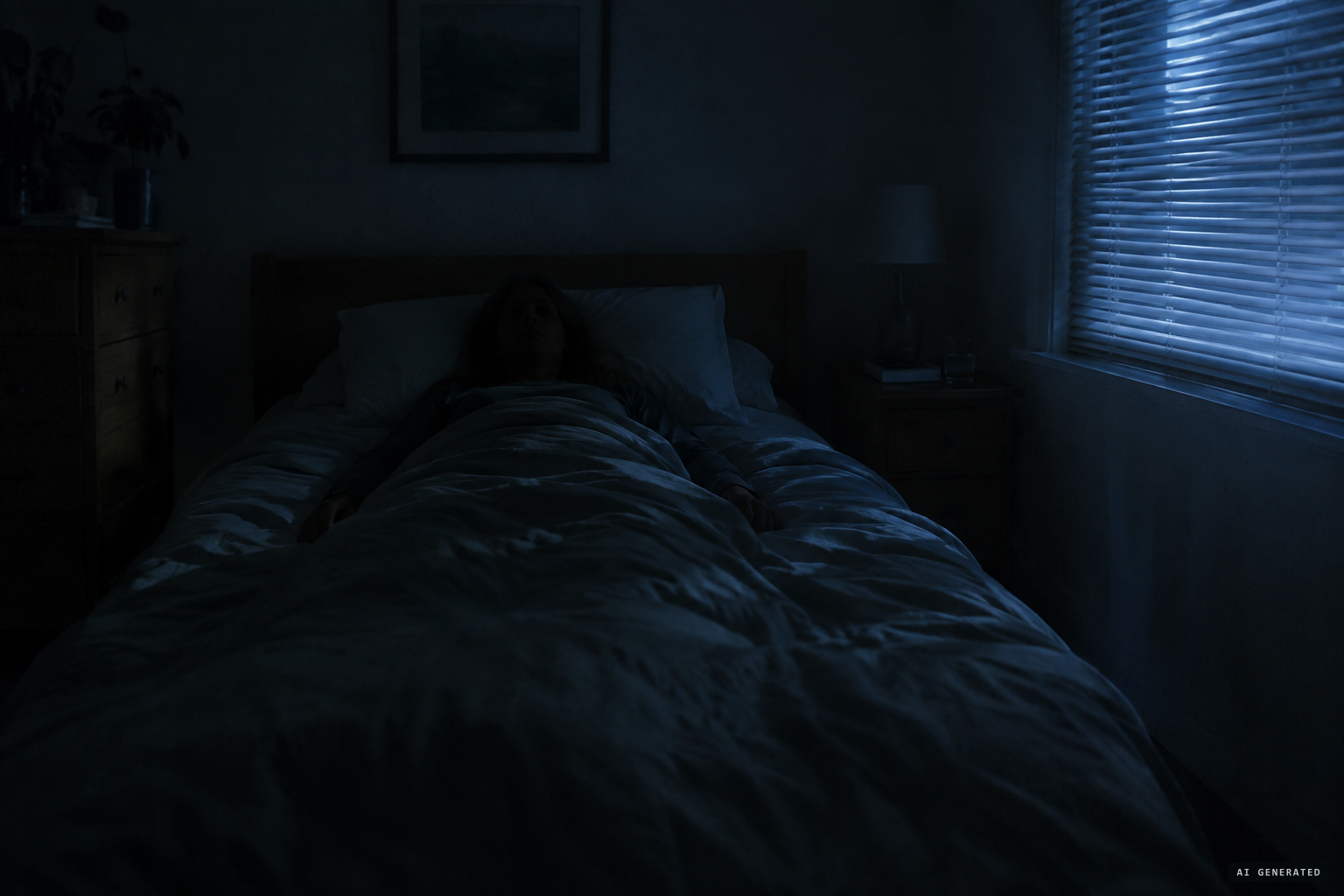 About 3:00 a.m., Linda lies paralysed in her bed