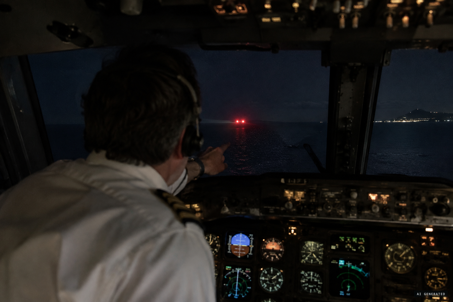 About 23:05 near Ibiza, red lights appear and close fast on the airliner