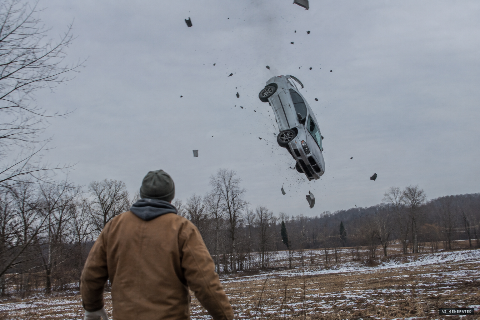 Glenn Mayes sees the Mustang in a tight spiraling dive, breaking up