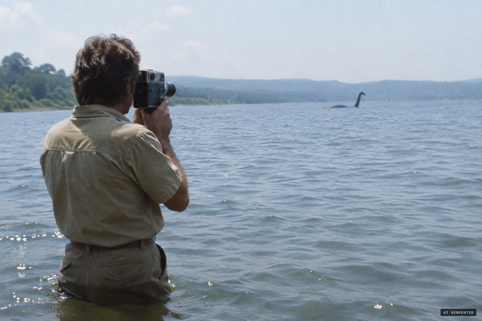 Agnagna films the animal with his Super 8 cine camera.