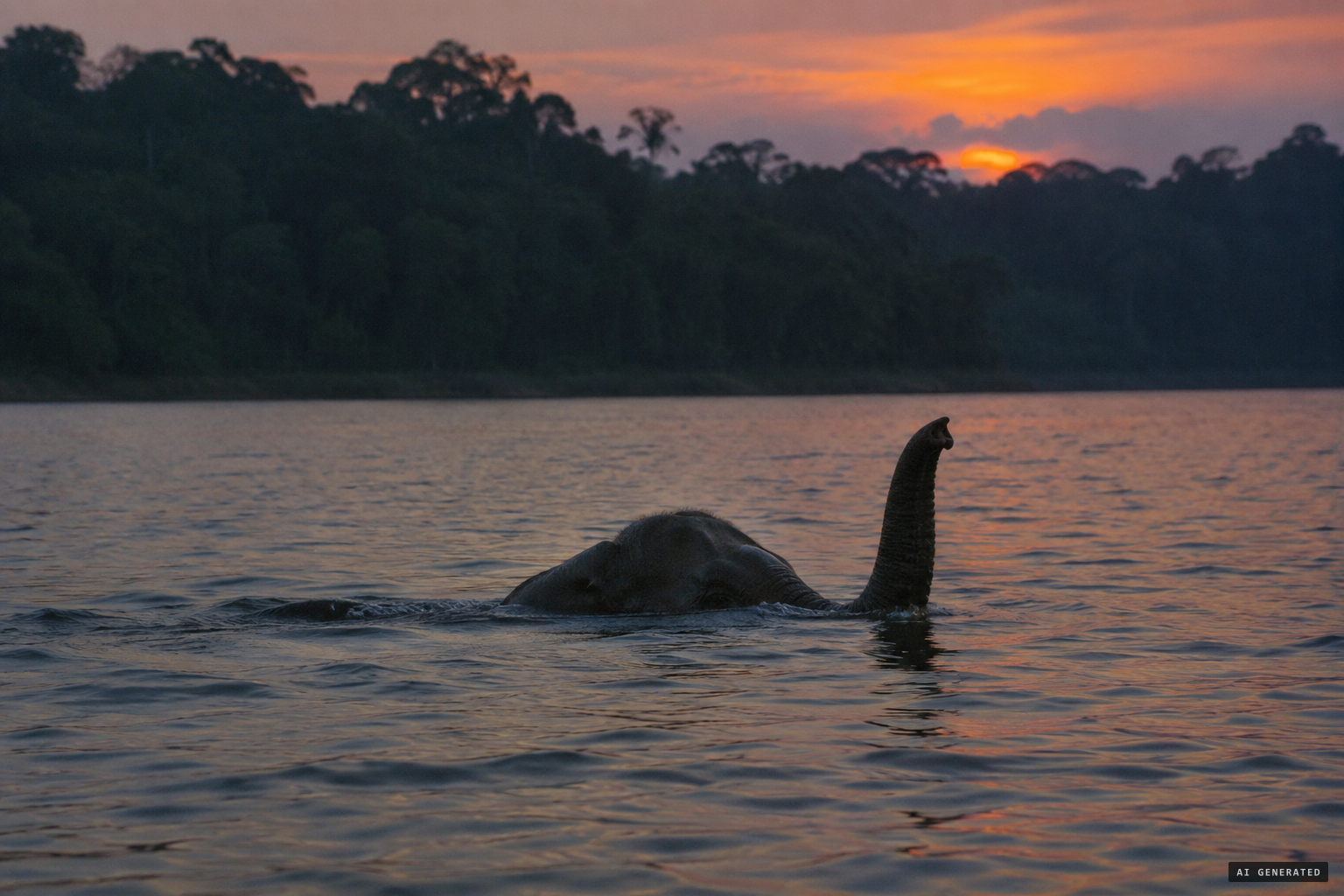 O'Hanlon put the sightings down to elephants swimming with their trunks raised.