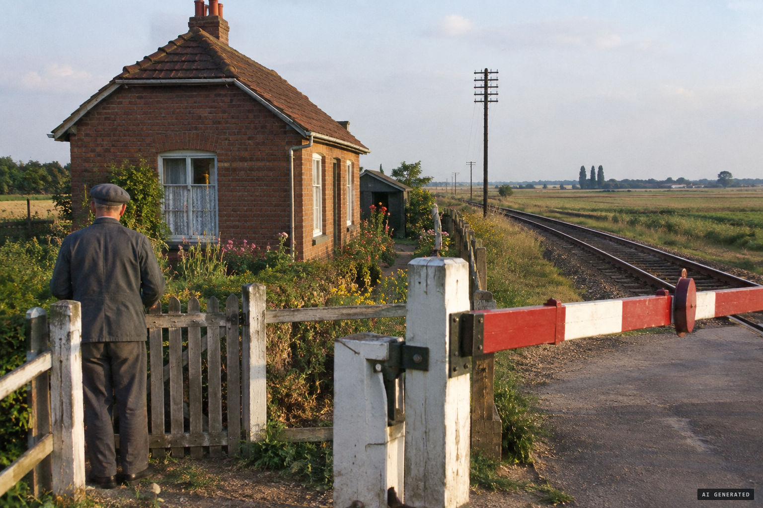 Marius Dewilde's house at level crossing No. 79, with the railway along the garden