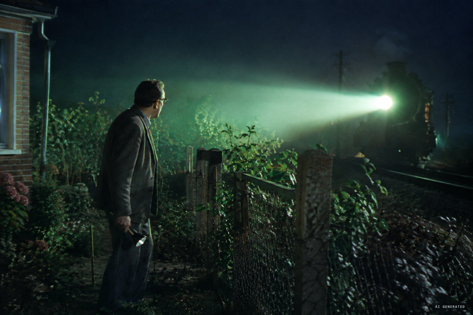 A greenish spotlight paralyses the witness