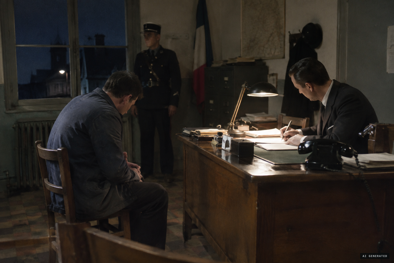 A trembling Dewilde reports the landing at the Onnaing police station