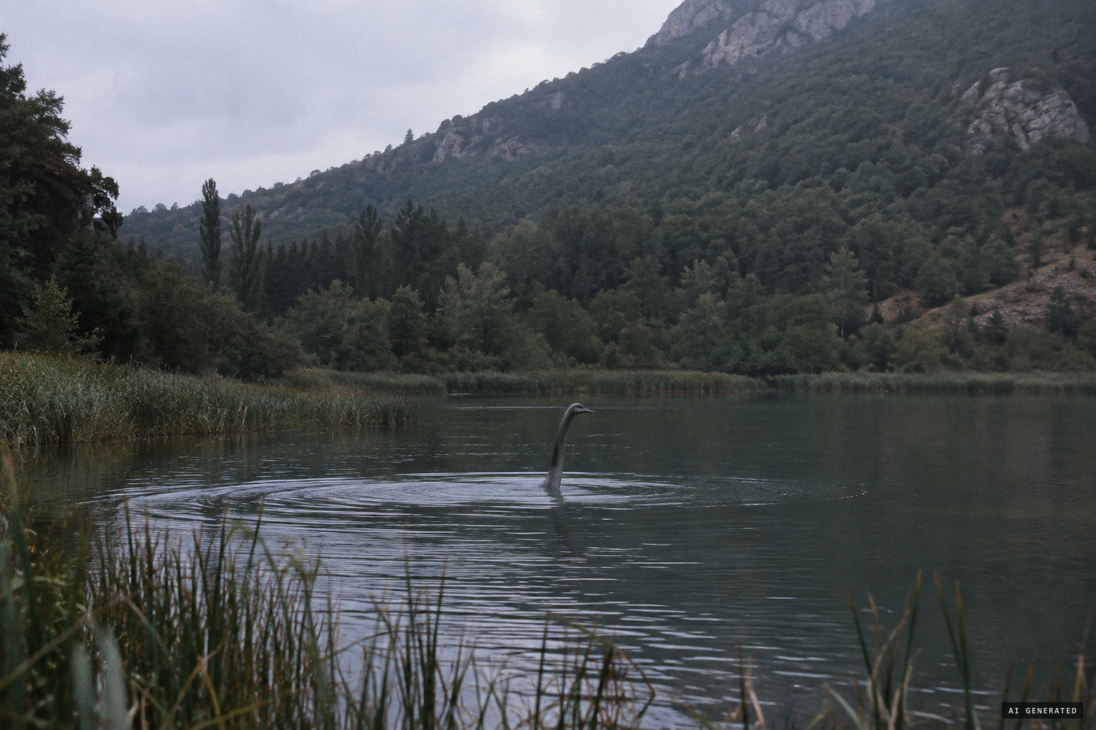 A head like an unknown swan in the middle of the lake