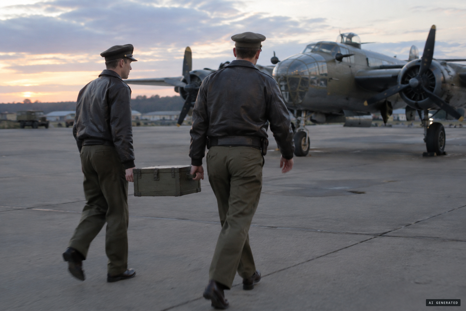 Intelligence officers take slag samples to their B-25 at McChord Field