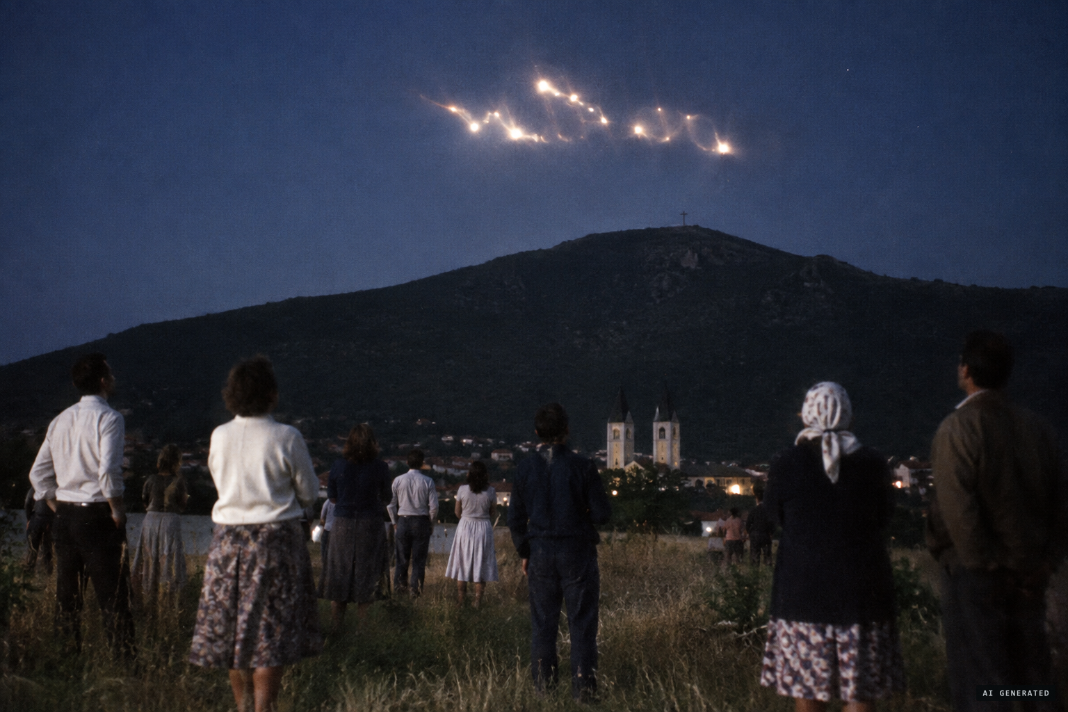 Villagers say the word MIR, peace, was written in the sky over Križevac