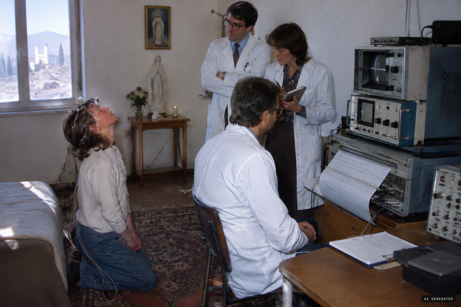 A French team records brain waves and eye movements during the ecstasies