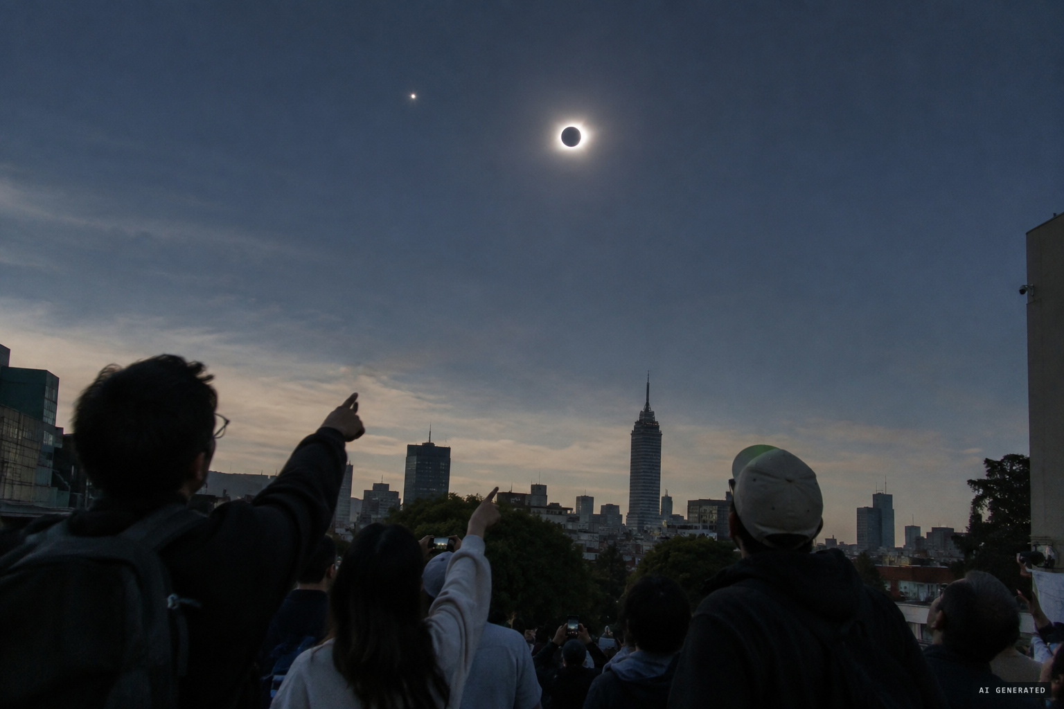 Brilliant Venus visible well before totality