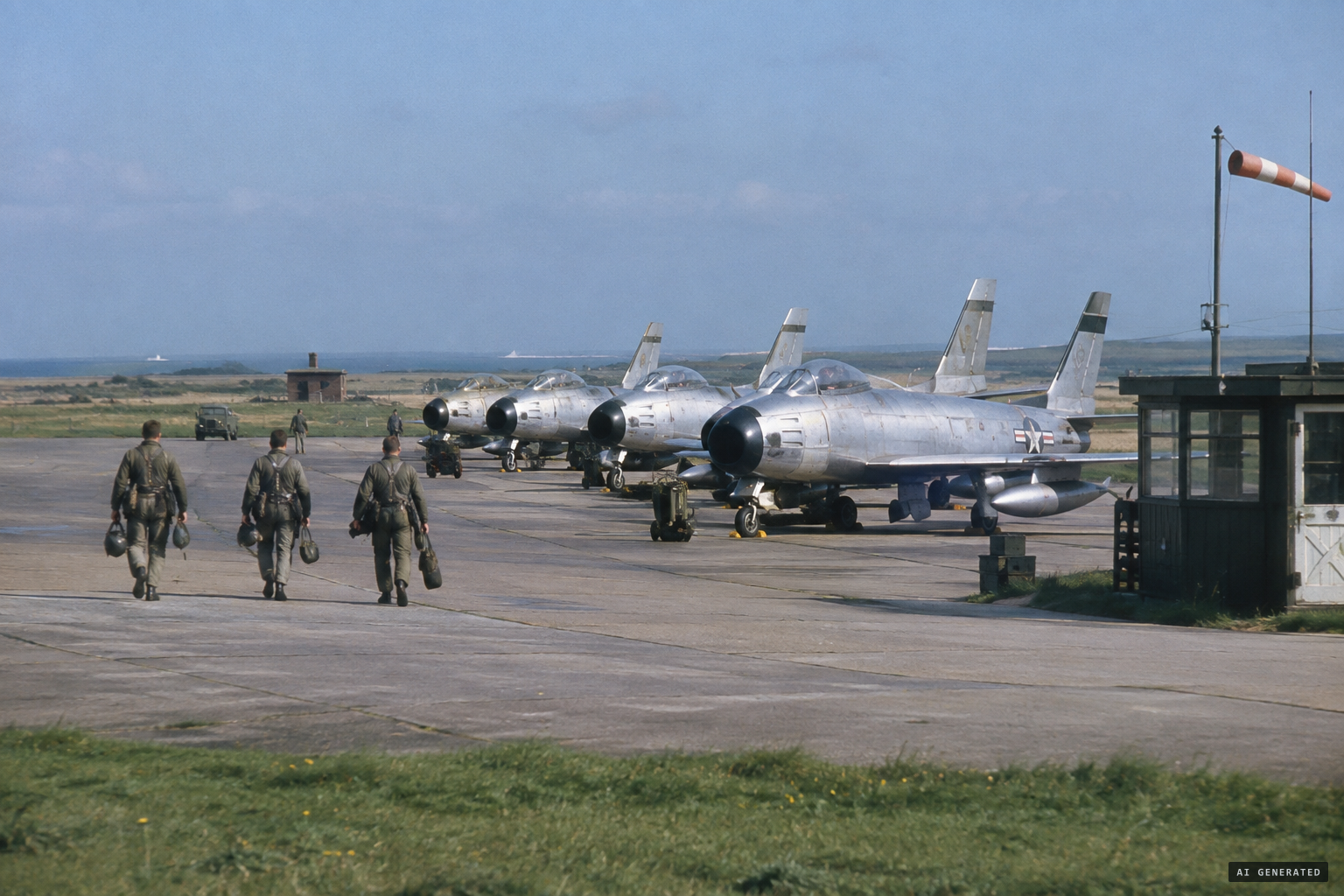 F-86D Sabres of the 514th Fighter Interceptor Squadron on alert at RAF Manston
