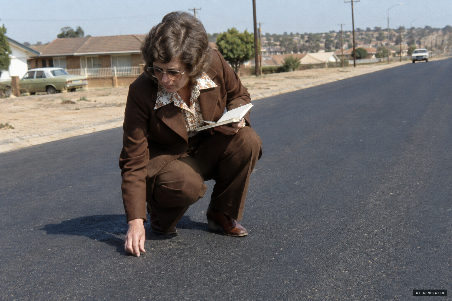 Cynthia Hind finds no marks on the tarmac