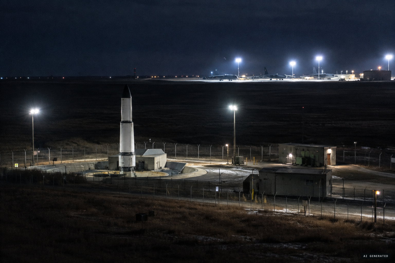 Minot Air Force Base's missile field before dawn, Thursday, October 24, 1968