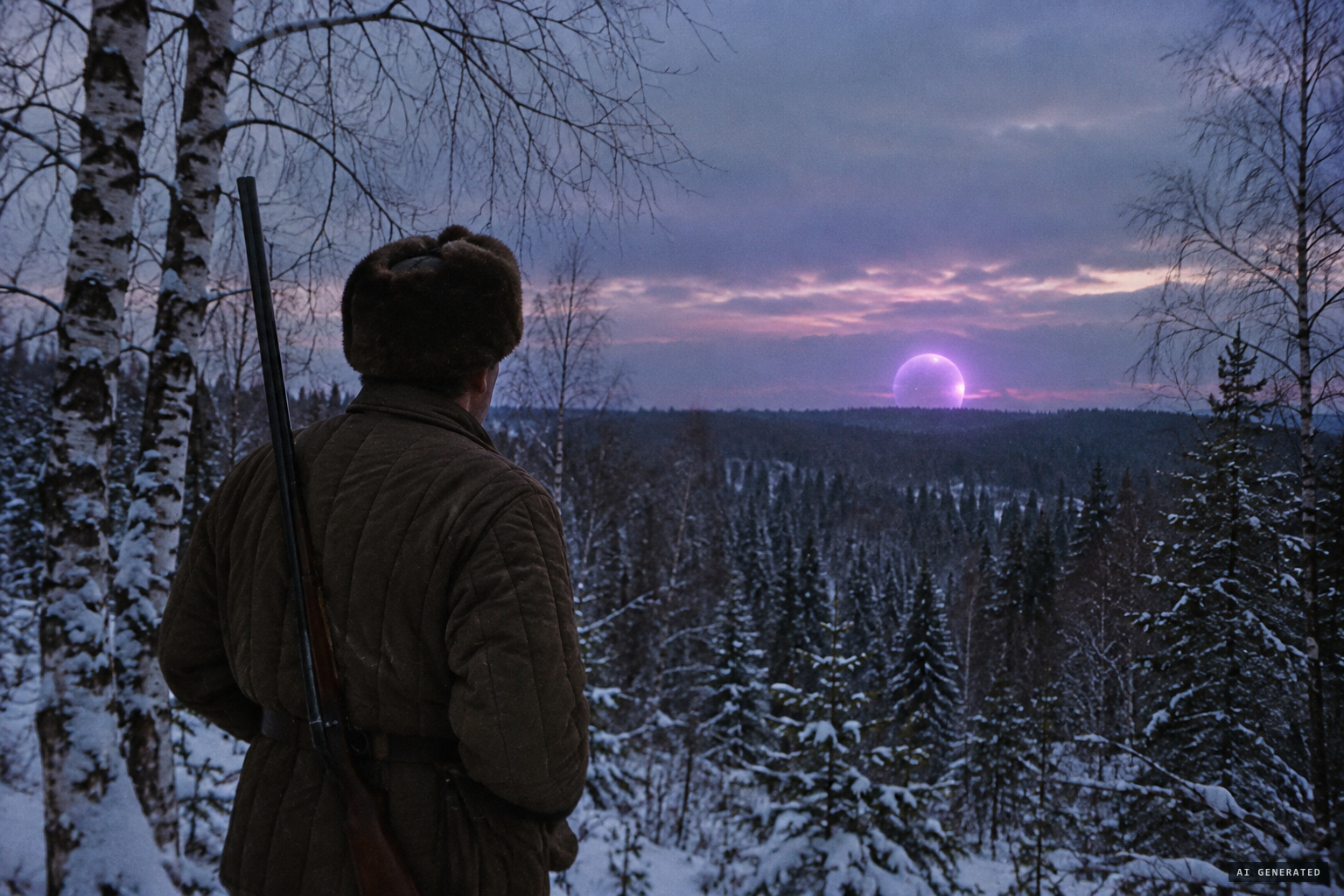 Hunting near the village, Bachurin sees something glowing above the forest