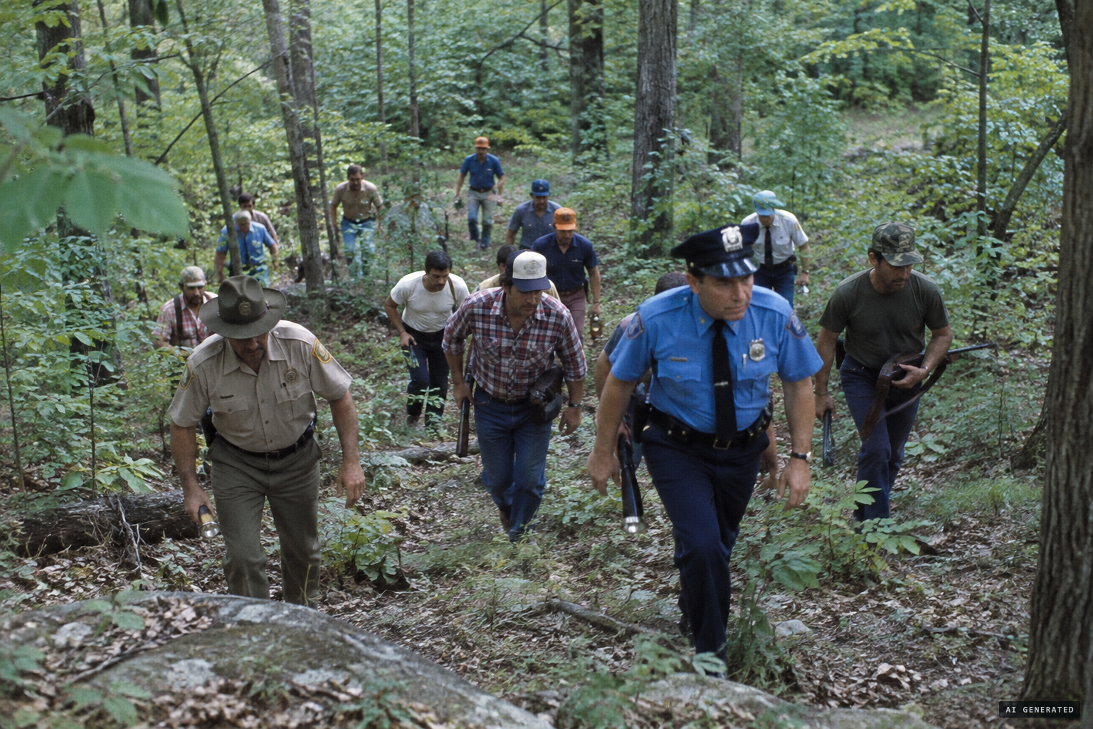July 19: Chief Shelby Ward leads a posse of about 20 men up the hill