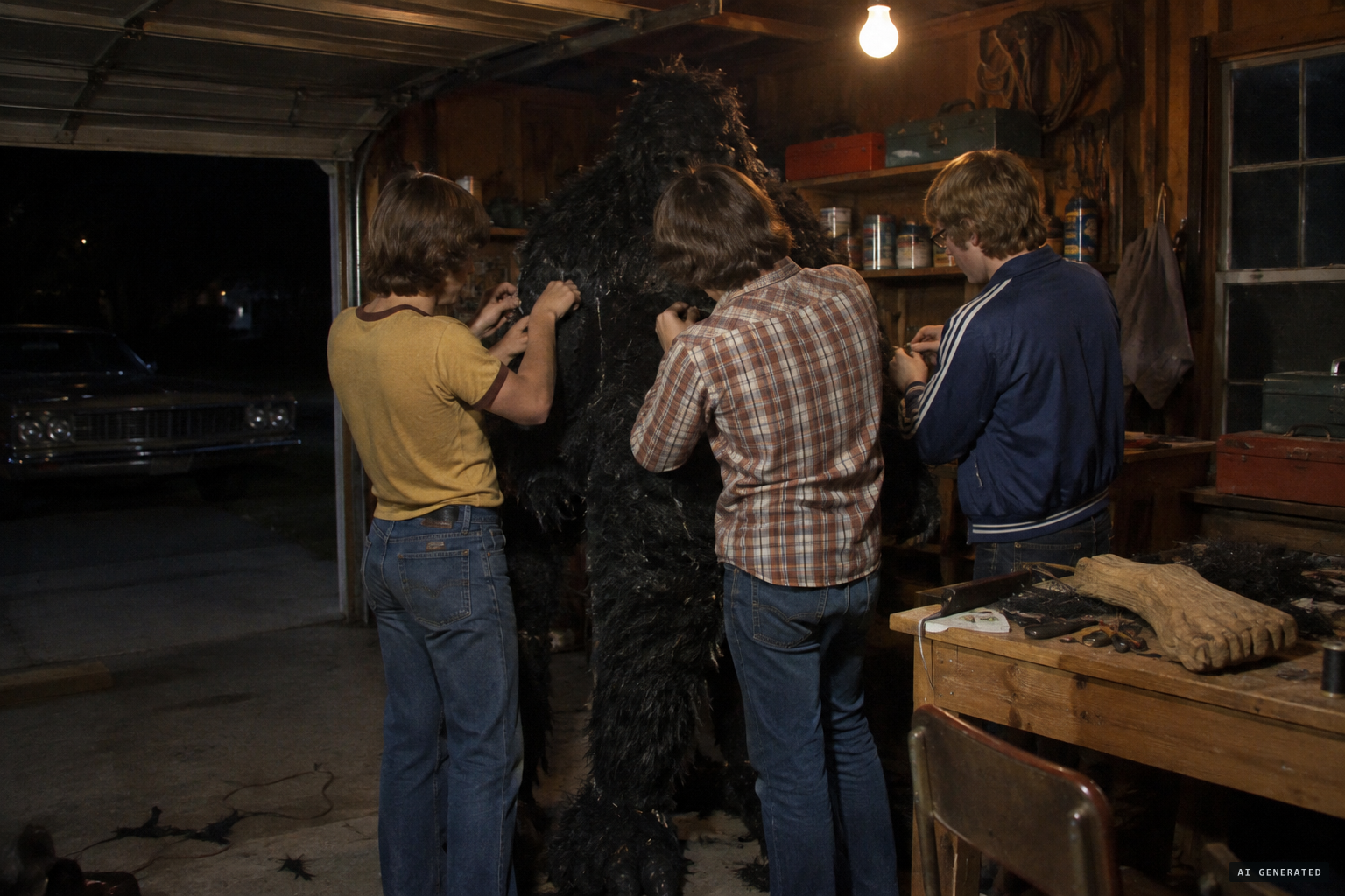 The hoax Priscilla Giltner described: a homemade monster suit and faked footprints