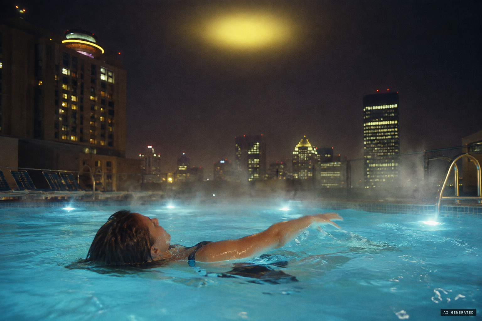 A tourist doing the backstroke sees a yellowish oval shape overhead