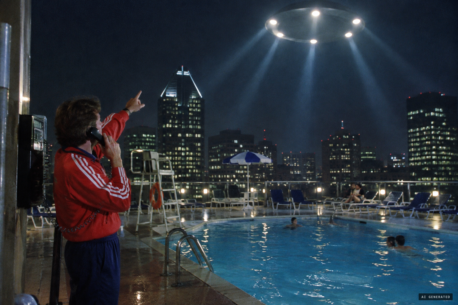 The lifeguard confirms the lighted object with six lights and calls security