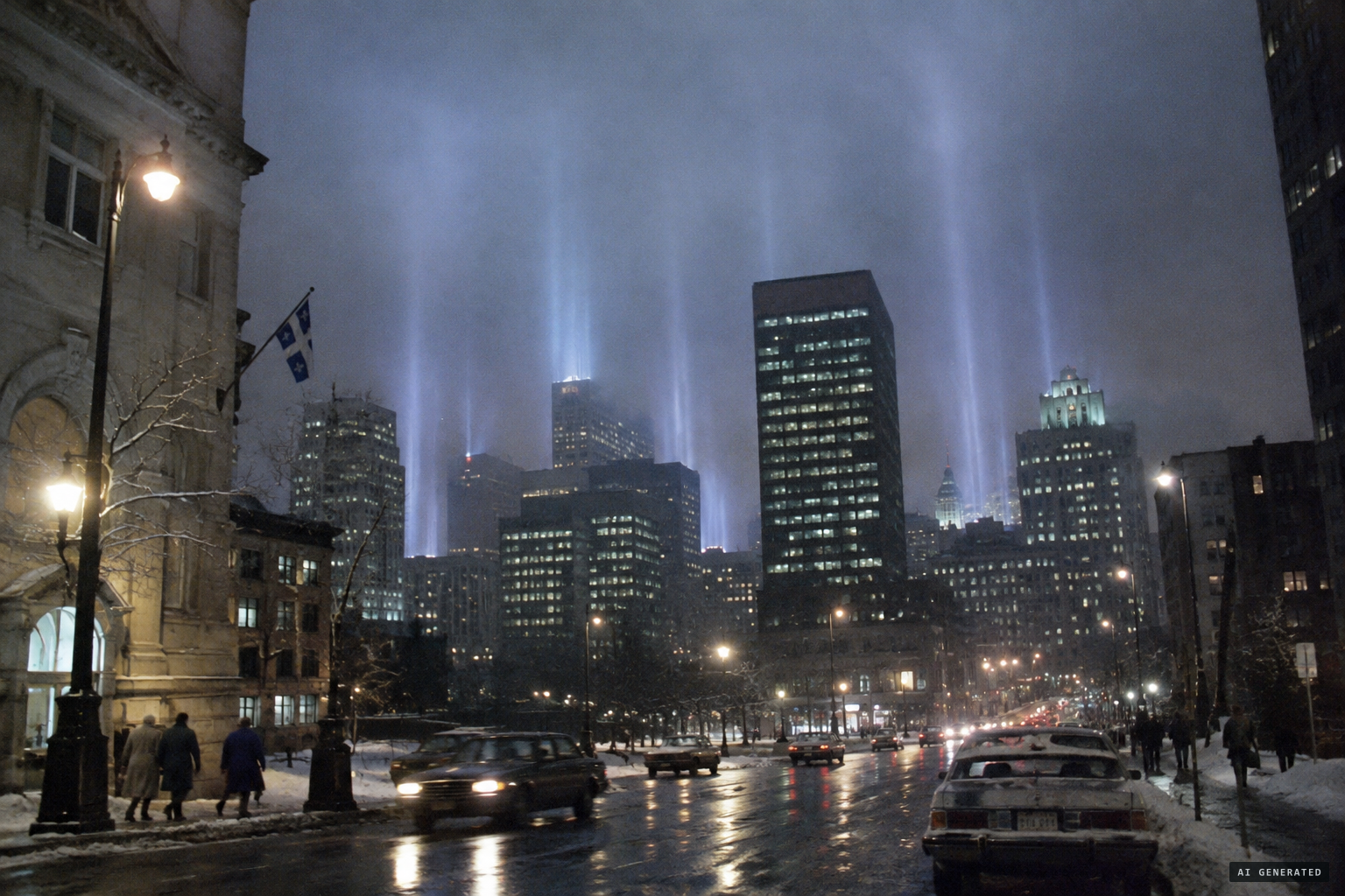 The skeptics' explanation: light pillars from city lights reflecting off ice crystals