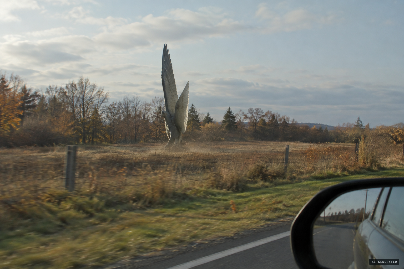 Tom Ury watches it rise up from a field along Route 62