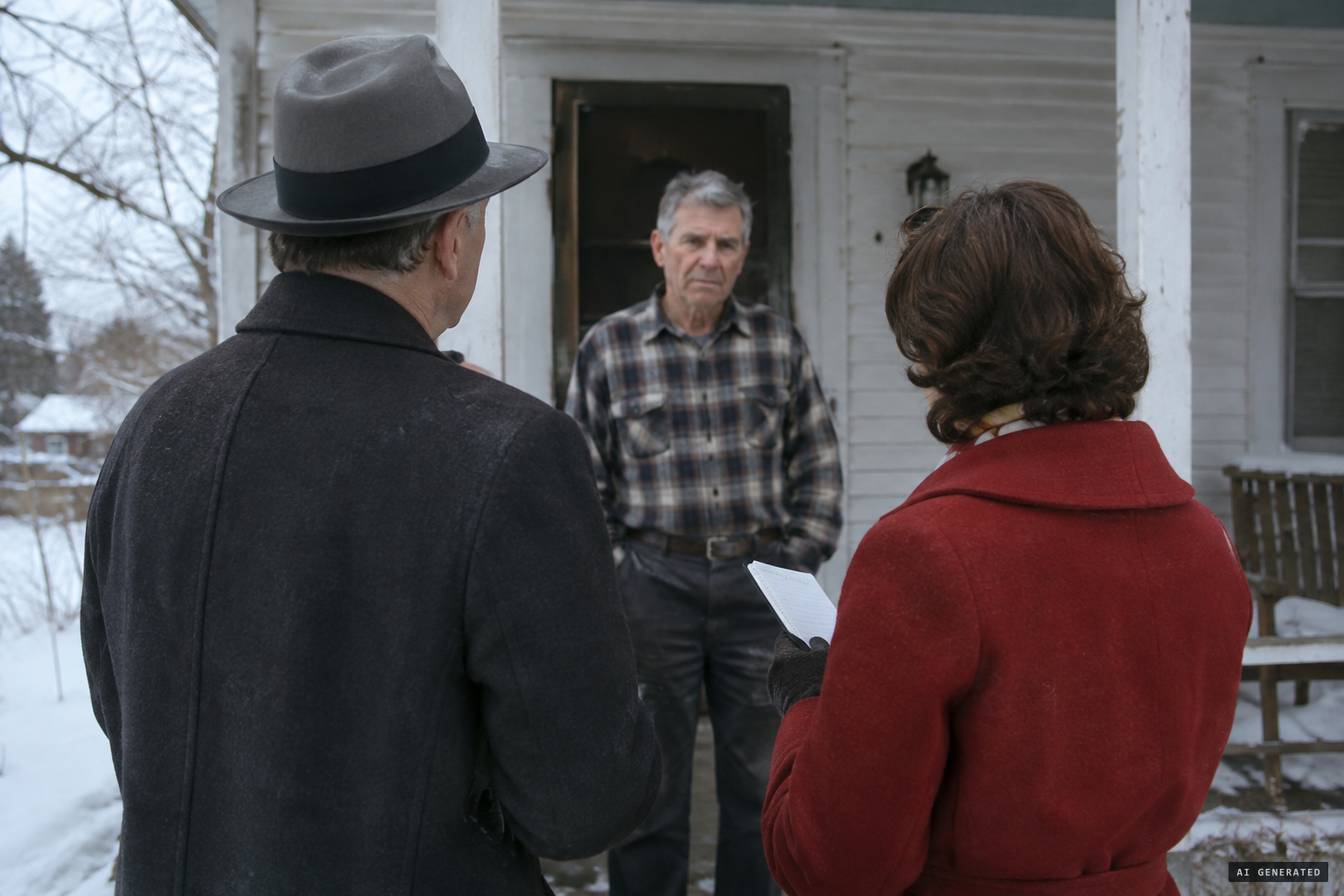 John Keel and reporter Mary Hyre gather witness accounts