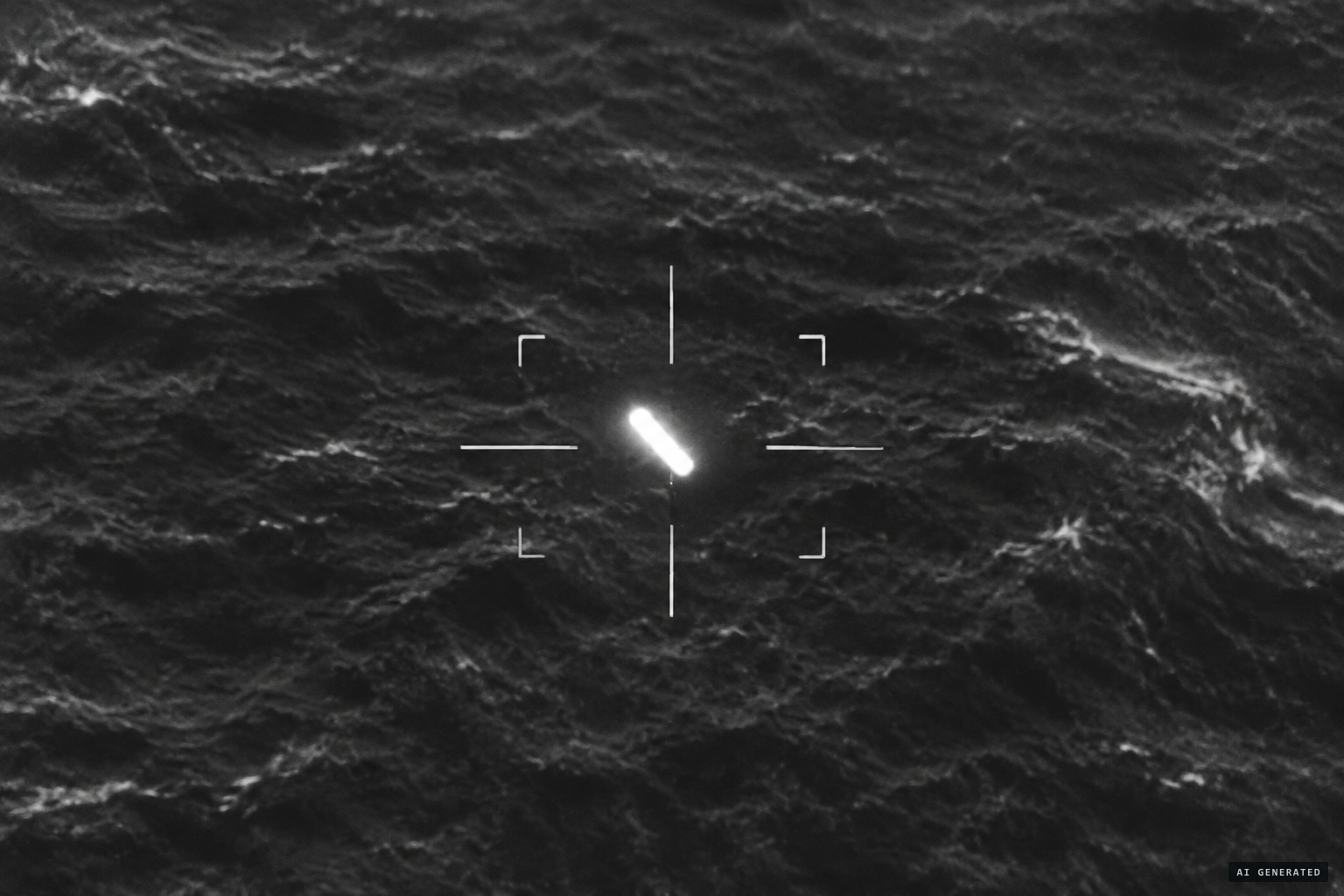 The Reaper's infrared sensor holds a glowing object over the waves