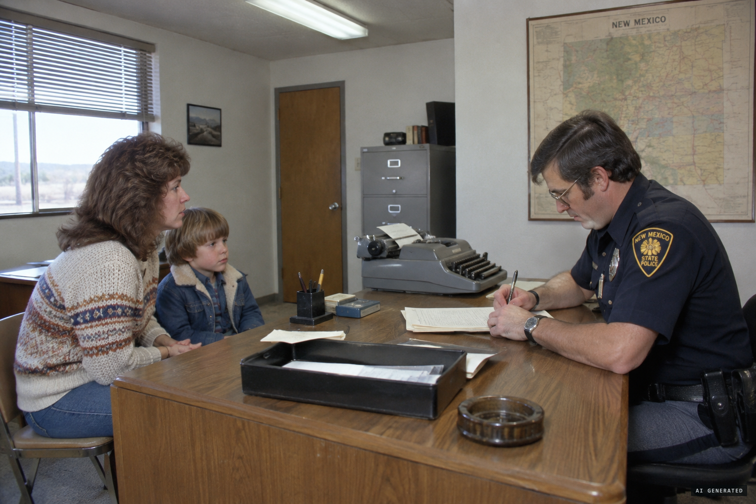 The day after, she reports the sighting to the state police at Cimarron