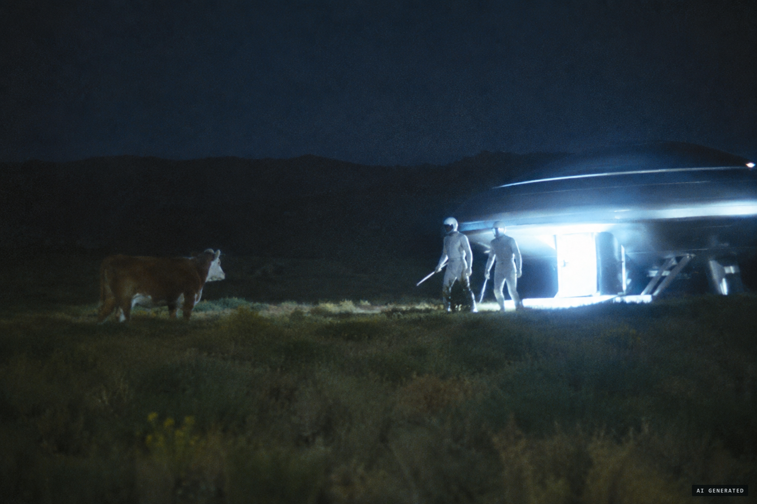Under hypnosis: two figures in white suits mutilate a live cow with an 18-inch knife