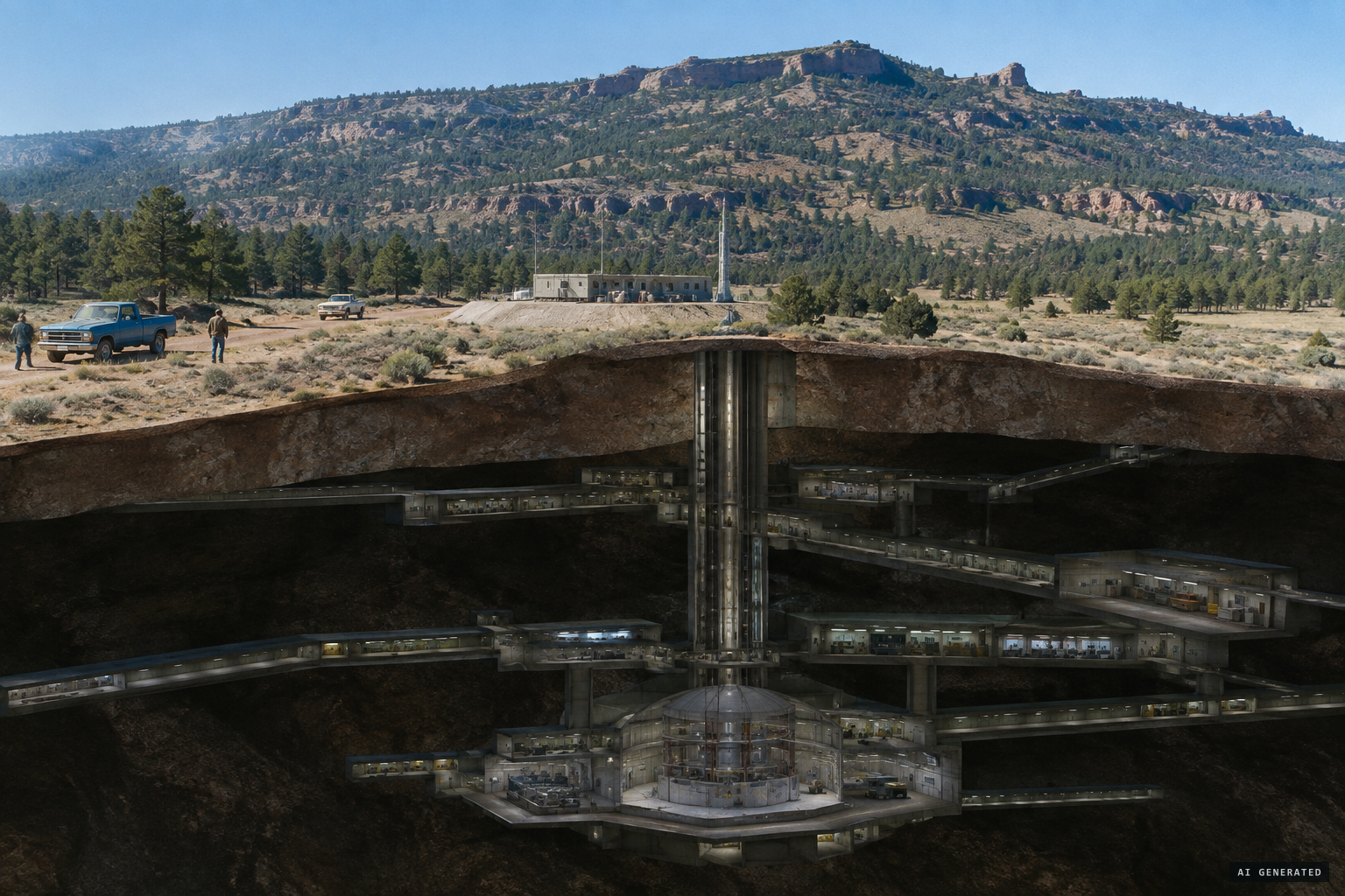 The alleged alien base a kilometer beneath the reservation, 4.5 miles northwest of Dulce
