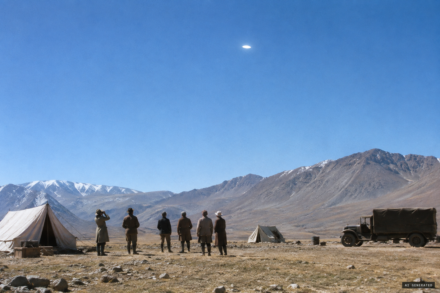 Seven witnesses, a clear blue morning sky and a shining oval