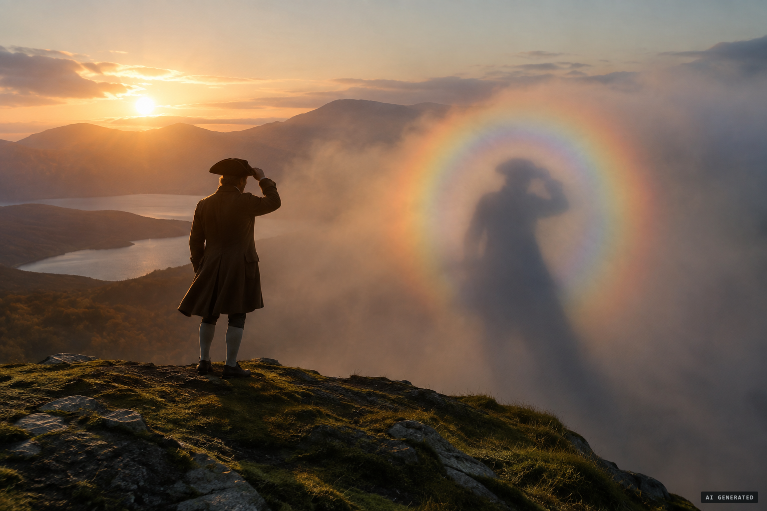 A Brocken spectre: James Hogg's giant copies him taking off his hat
