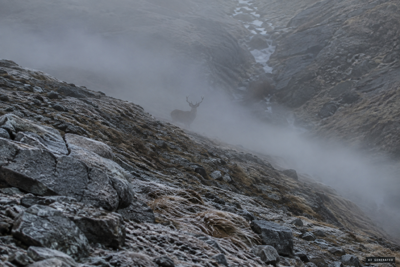 Cracking rock, wind in the gullies, wildlife and fog as natural explanations