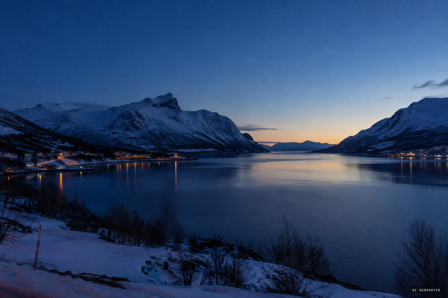 Northern Norway just before dawn, 9 December 2009: a clear, cold sky