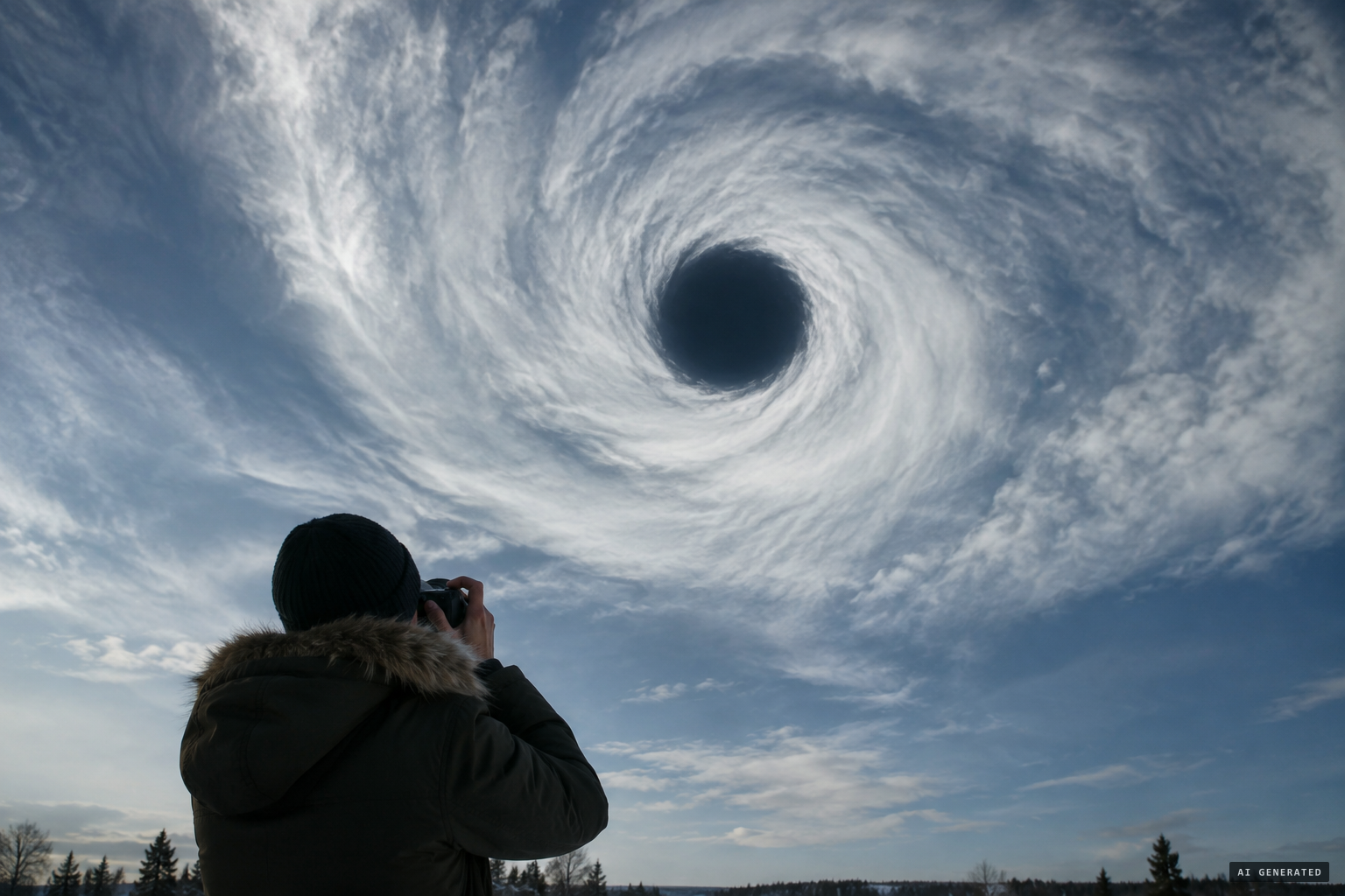 Jørgensen photographs the spiral as a black disk opens at its centre