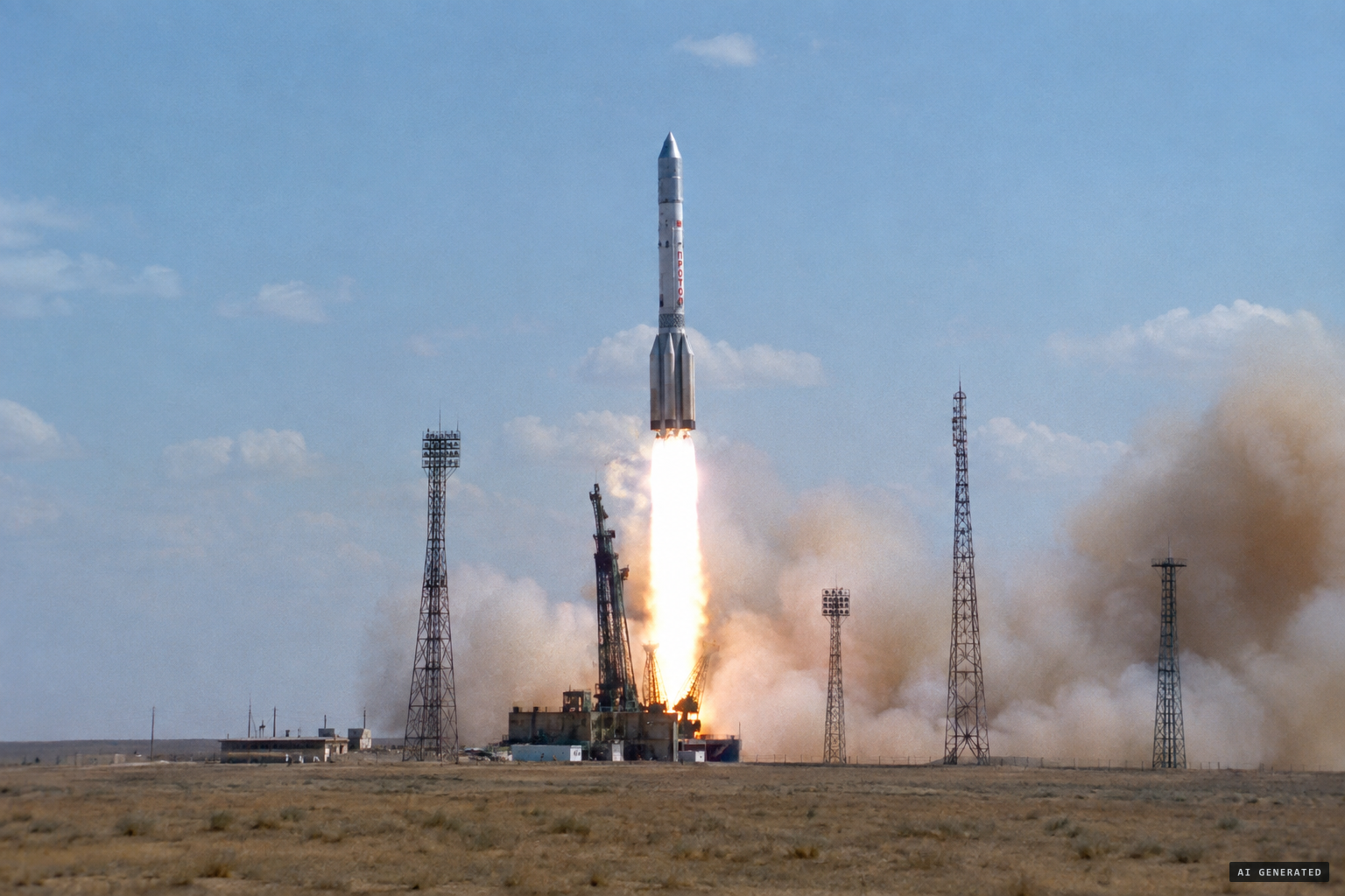 A Proton-K lifts off from Baikonur carrying Gorizont 21