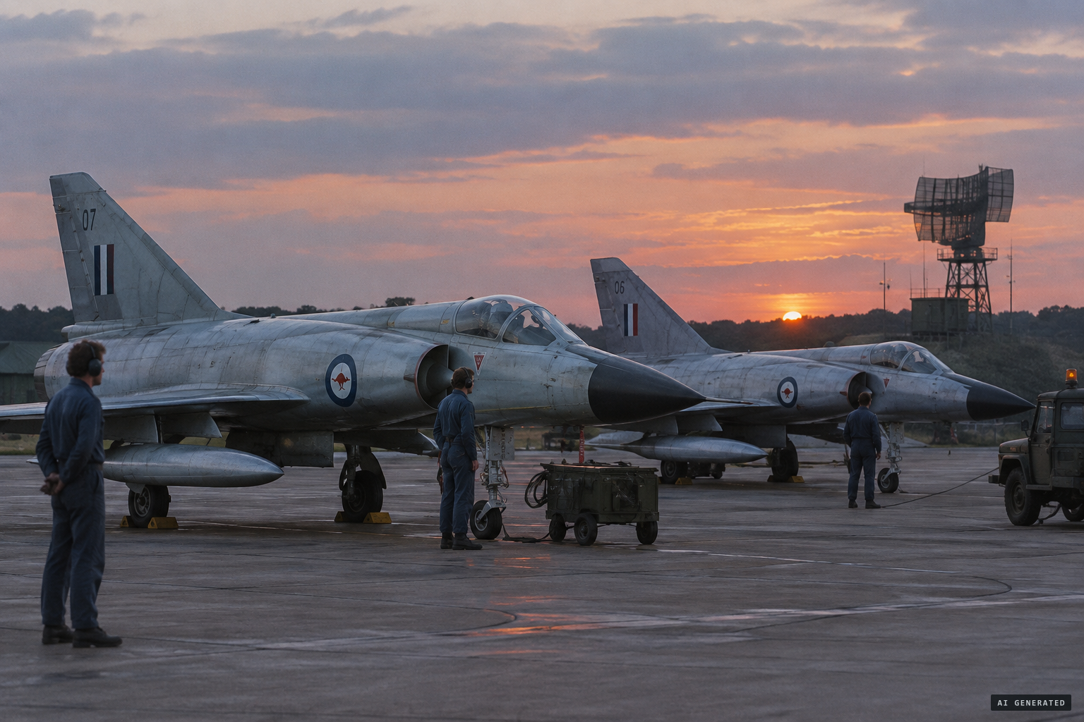 Two Mirage interceptors on Alert 2 at Williamtown during Operation Close Encounter