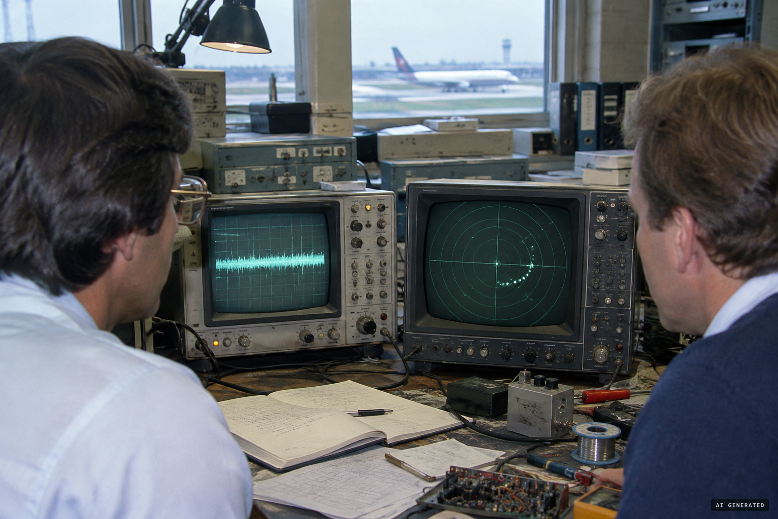 Raw receiver data versus the processed display: interference turned into 'running rabbits'