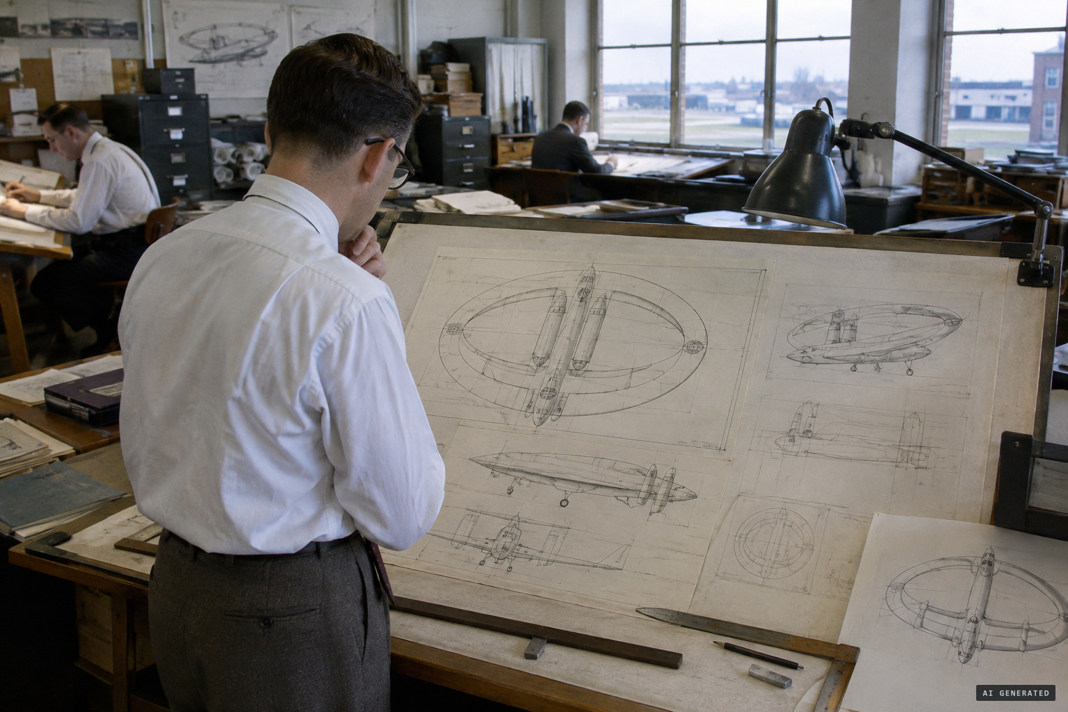 A Vickers engineer suggests an observation machine with a circular wing and vertical jet take-off