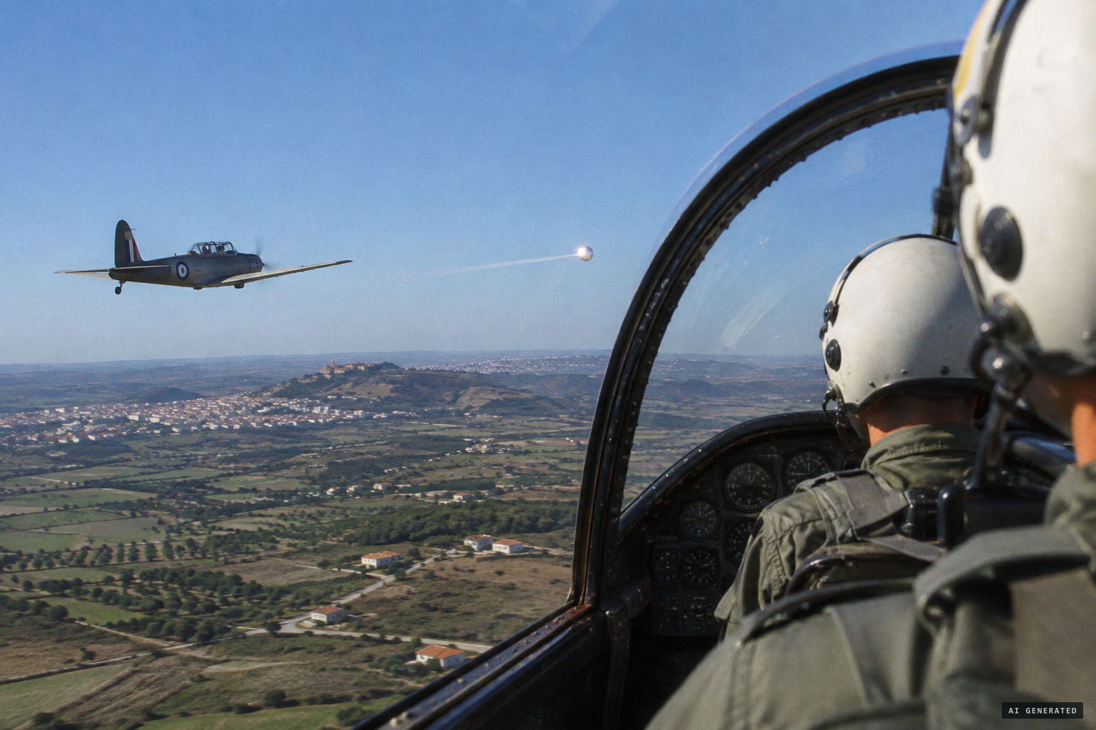 Garcês and Gomes watch it pass between the two planes on each return