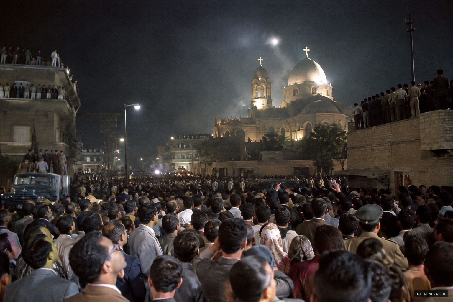 Huge crowds watch; some see her clearly, others only light