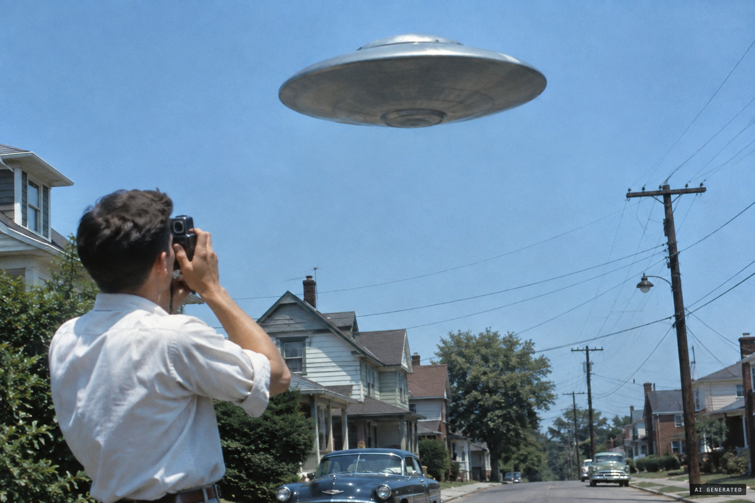The disc hovers almost directly over Stock's head
