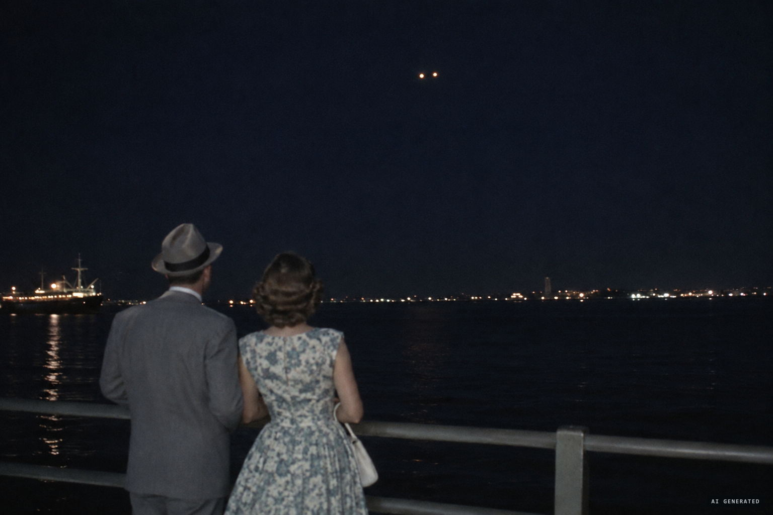 Hill and Frances Hoback watch two amber lights come in from the south