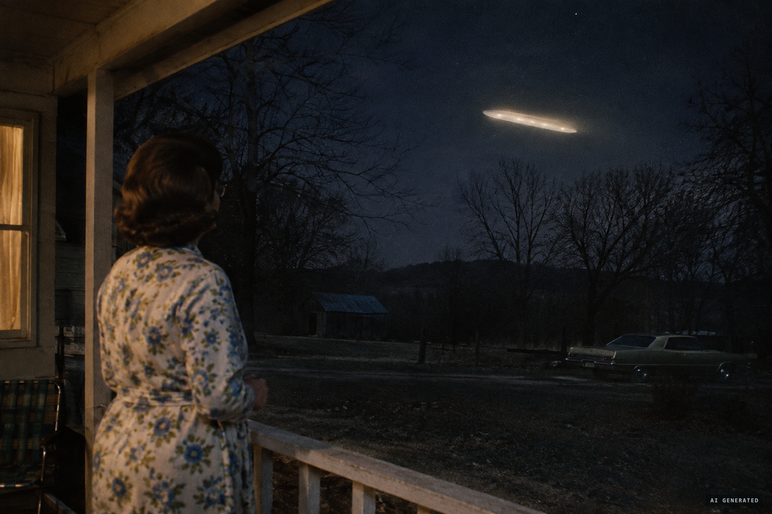 Edith Boatwright sees a 30-foot light-colored object with a quiet whooshing sound