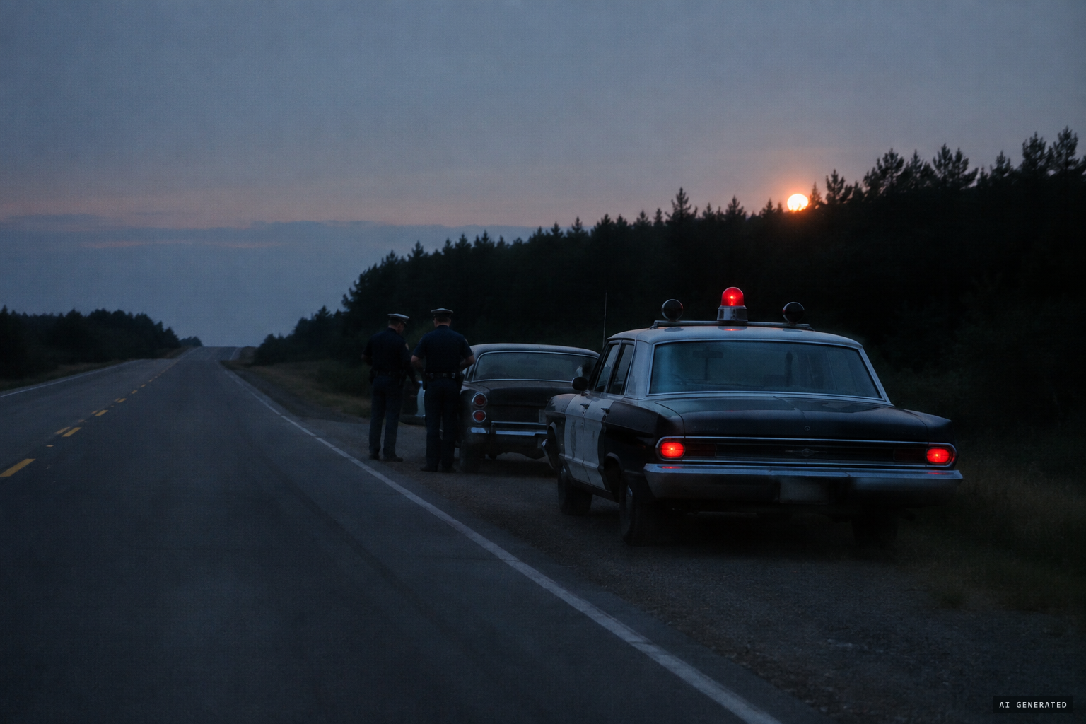 Route 224, about 5 a.m.: something rises from the woods behind the deputies