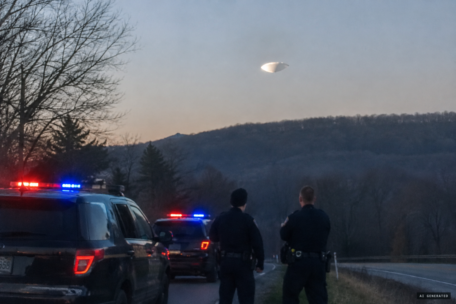 Near Conway, the car stops, and so does the object