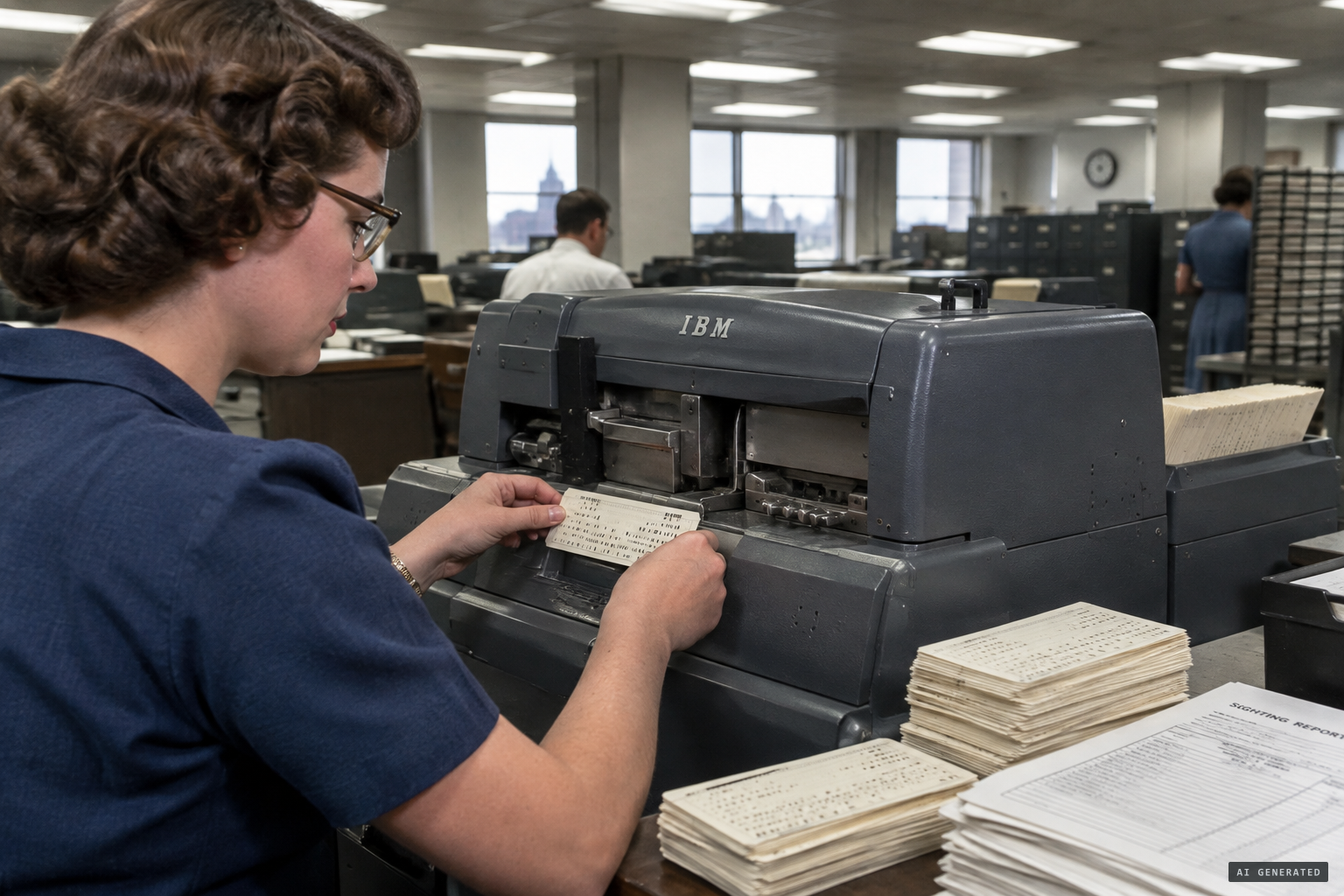 Sighting characteristics coded onto IBM punched cards