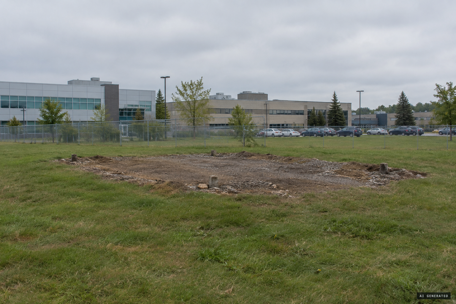 The empty lot where Building 67 stood