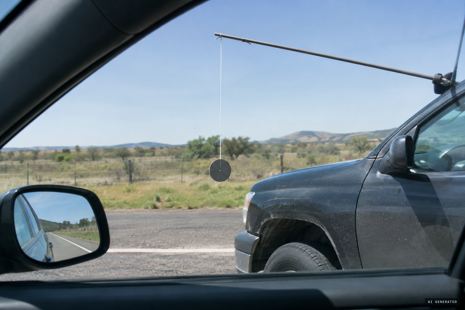 Hartmann's model on a thread from a truck roof reproduces the first frames