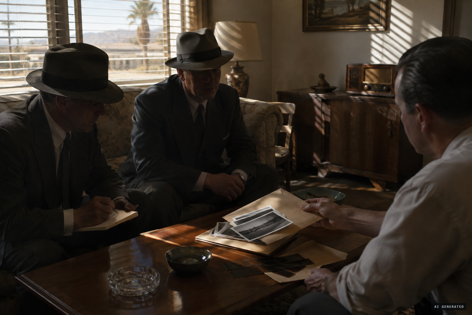 29 August 1947: a CIC agent and an FBI agent collect Rhodes's prints and negatives