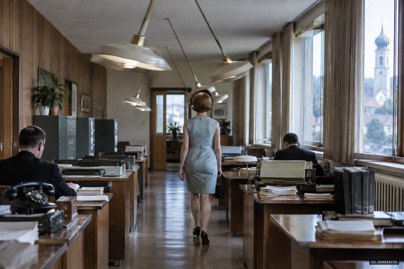 The lamps swing behind the young girl as she walks